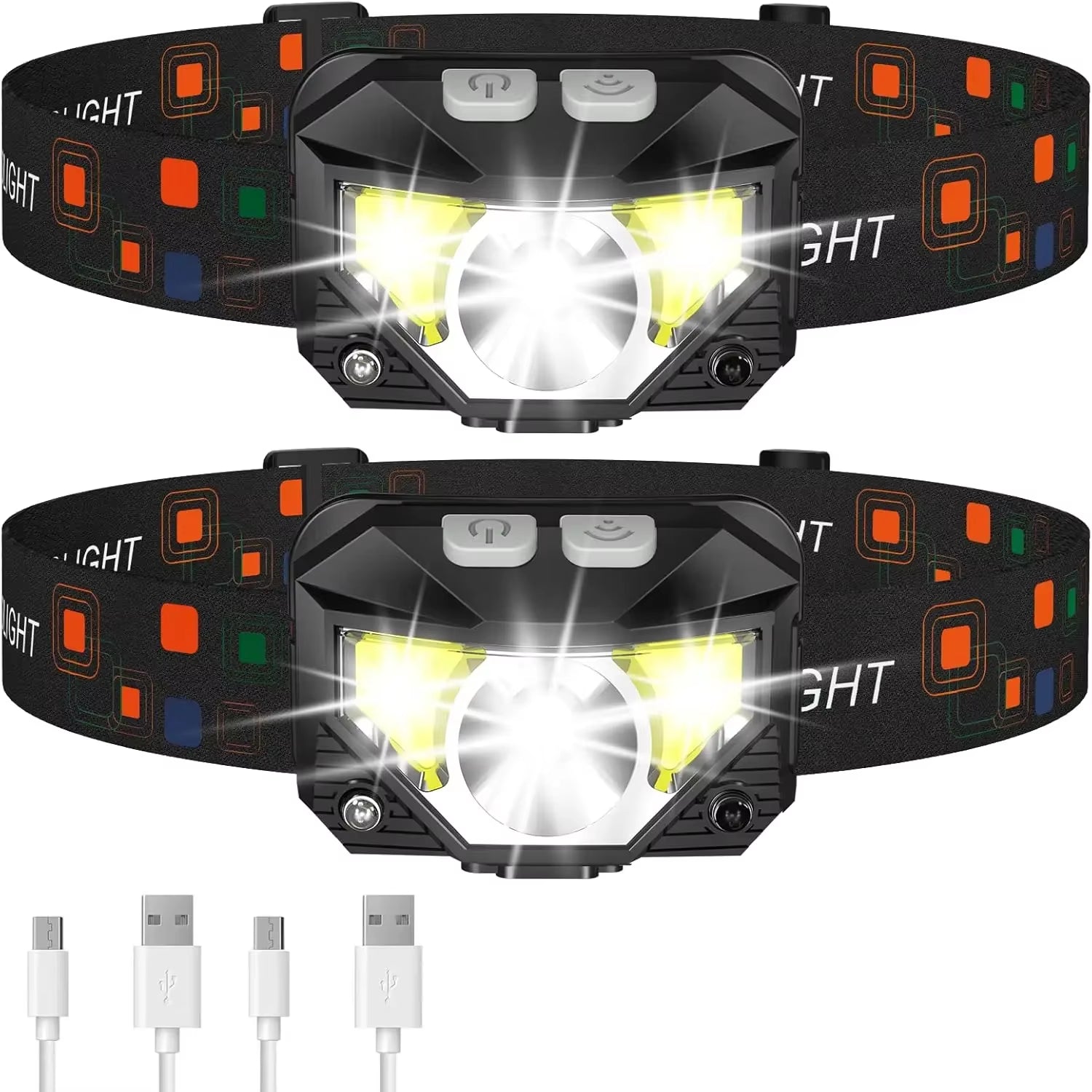 1200 Lumen Bright Headlamp Flashlight LED Rechargeable Headlight Red Light Waterproof Motion Sensor Head Lamp Fishing Head Light
