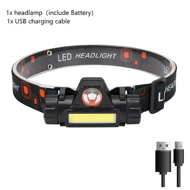 1200 Lumen Bright Headlamp Flashlight LED Rechargeable Headlight Red Light Waterproof Motion Sensor Head Lamp Fishing Head Light